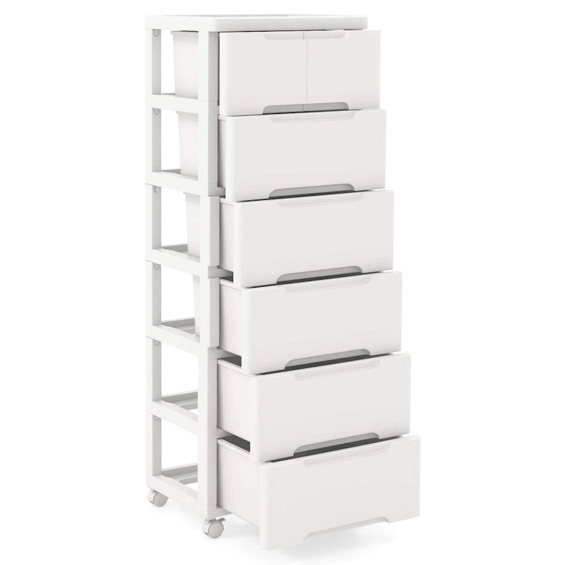 1 chariot de rangement roulant en plastique à 7 tiroirs avec 4 roulettes universelles - Voir détails