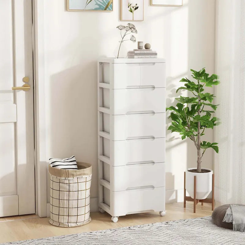 1 chariot de rangement roulant en plastique à 7 tiroirs avec 4 roulettes universelles - Voir détails