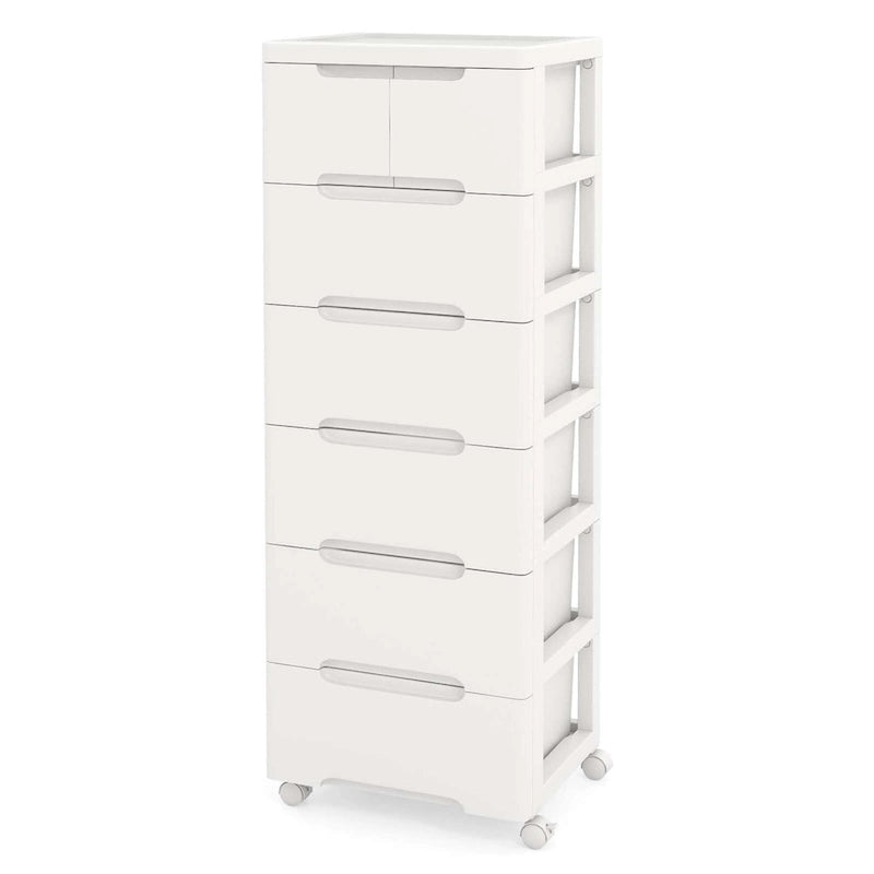 1 chariot de rangement roulant en plastique à 7 tiroirs avec 4 roulettes universelles - Voir détails