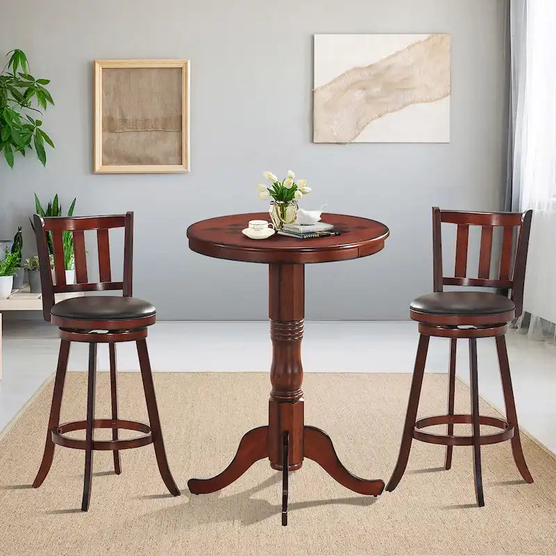 Table ronde de pub 42, table d'échecs de bistrot vintage avec plateau damier - Voir détails