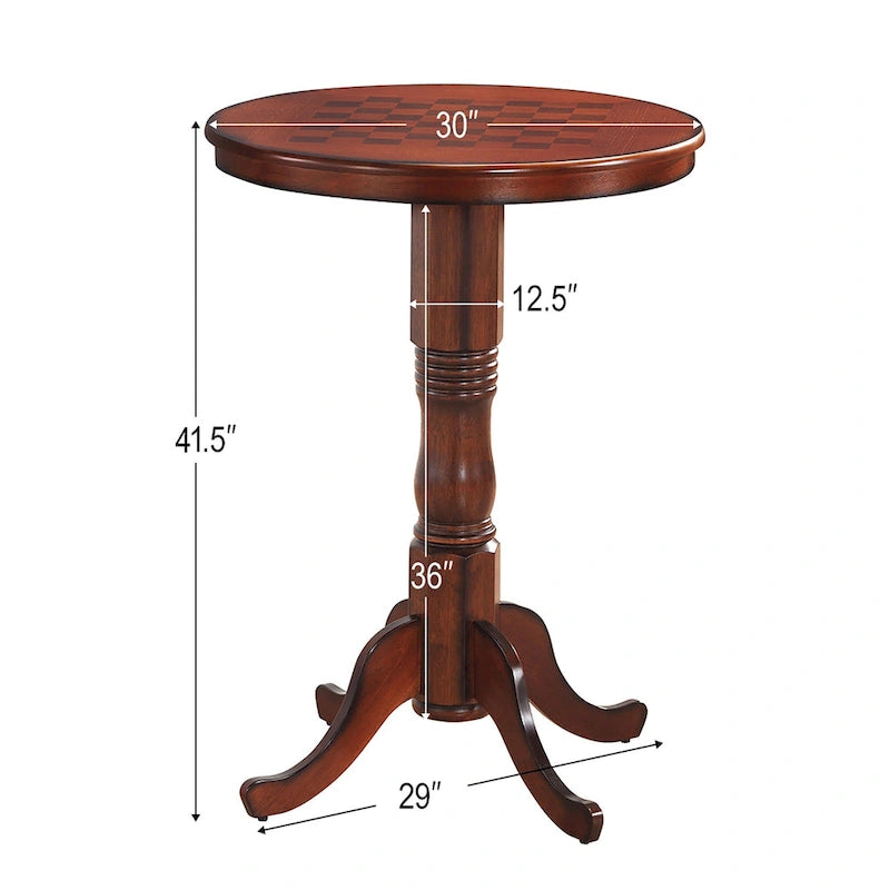 Table ronde de pub 42, table d'échecs de bistrot vintage avec plateau damier - Voir détails