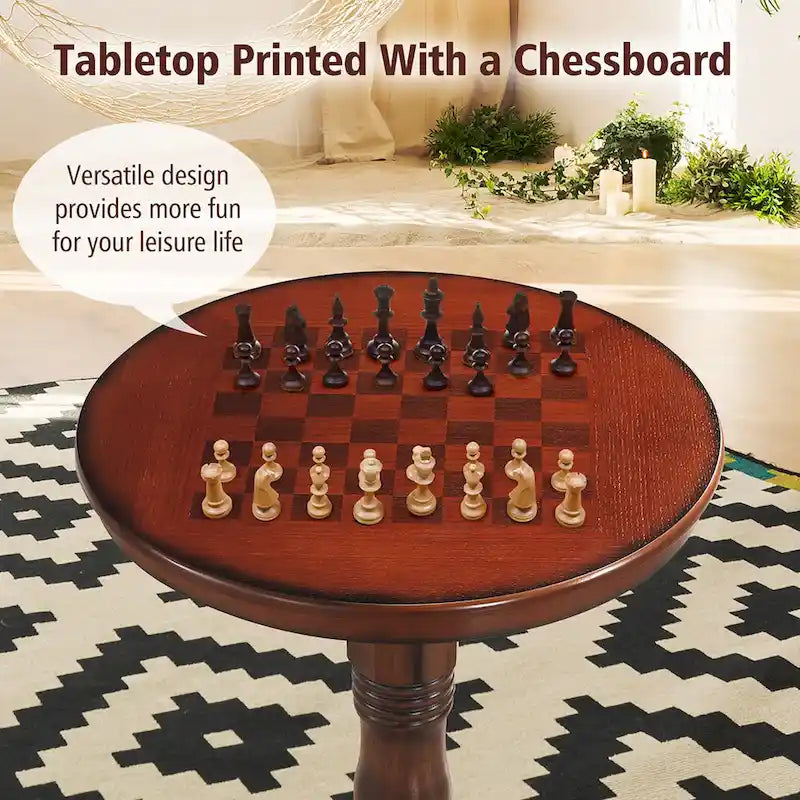 Table ronde de pub 42, table d'échecs de bistrot vintage avec plateau damier - Voir détails
