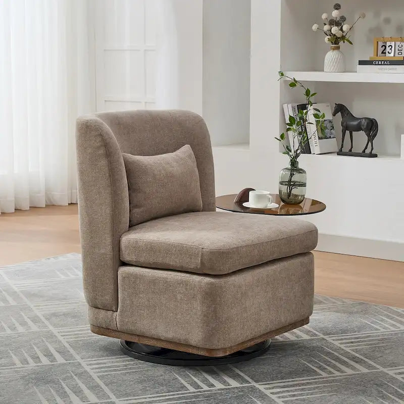 Fauteuil de bureau chenille large de 63,5 cm avec base pivotante en métal à 360°
