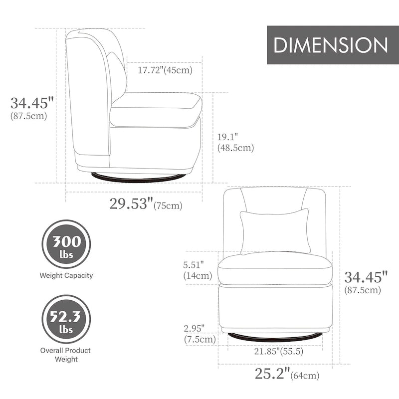 Fauteuil de bureau chenille large de 63,5 cm avec base pivotante en métal à 360°