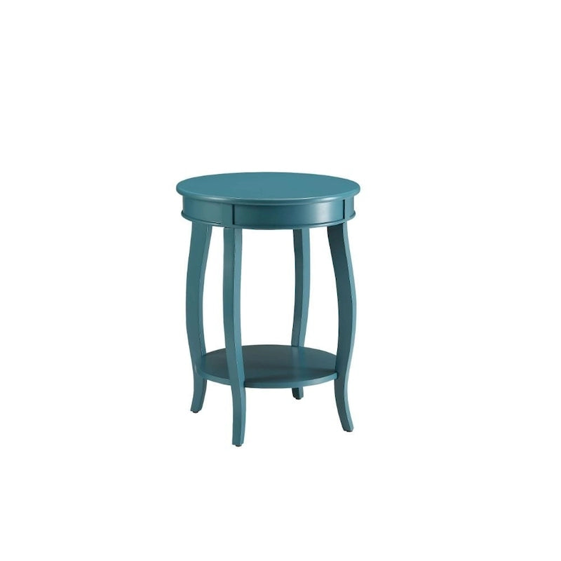 Table d'appoint ronde polyvalente en bois massif de 61 cm avec étagère, parfaite pour la chambre ou le salon - 61 H x 46 L x 46 P