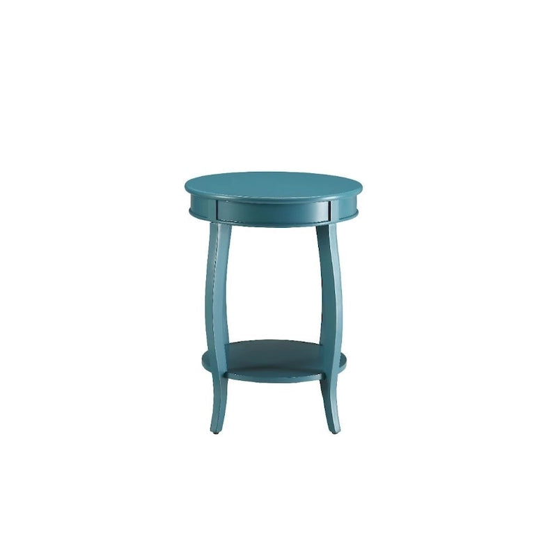 Table d'appoint ronde polyvalente en bois massif de 61 cm avec étagère, parfaite pour la chambre ou le salon - 61 H x 46 L x 46 P