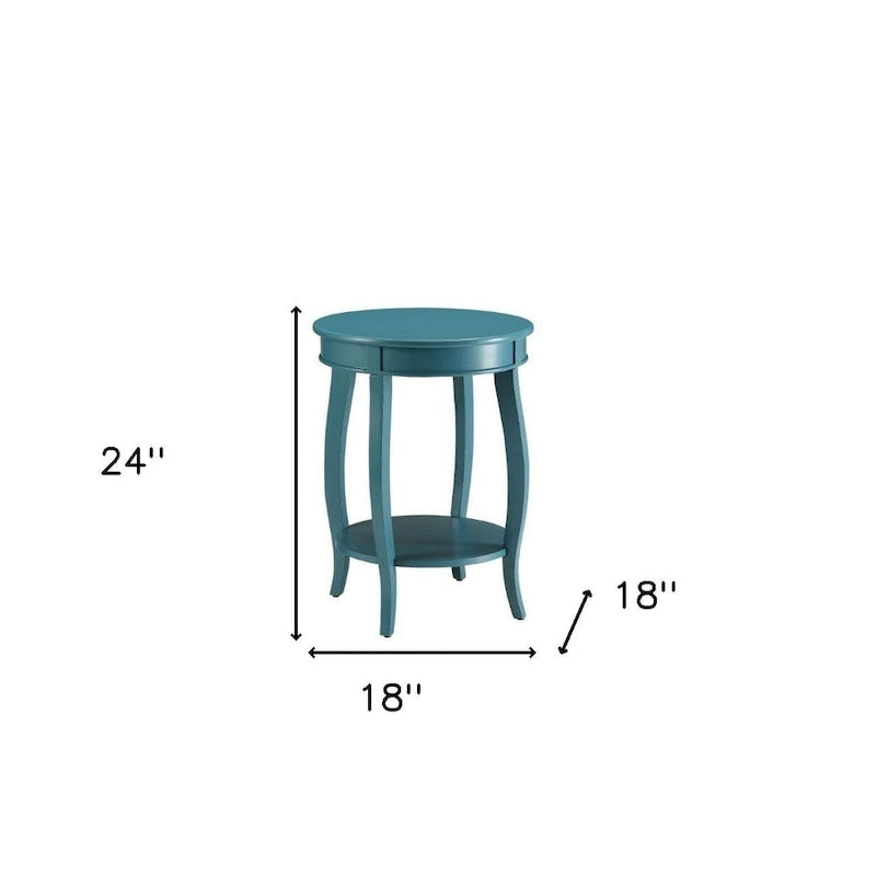 Table d'appoint ronde polyvalente en bois massif de 61 cm avec étagère, parfaite pour la chambre ou le salon - 61 H x 46 L x 46 P