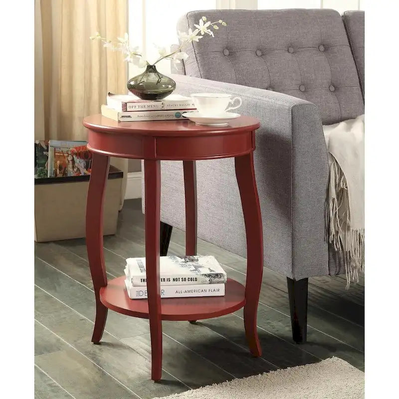 Table d'appoint ronde polyvalente en bois massif de 61 cm avec étagère, parfaite pour la chambre ou le salon - 61 H x 46 L x 46 P