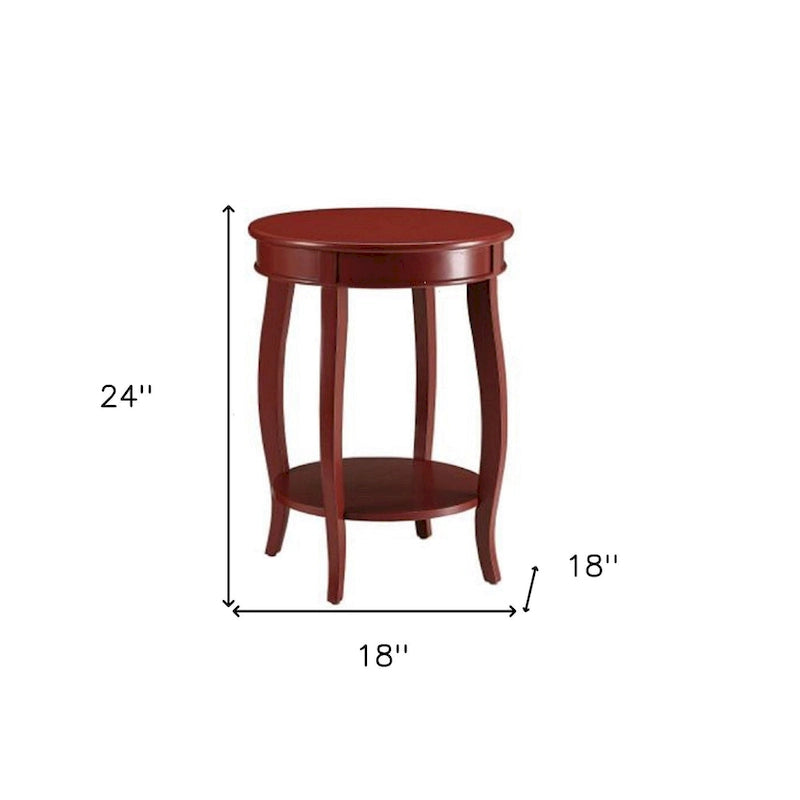 Table d'appoint ronde polyvalente en bois massif de 61 cm avec étagère, parfaite pour la chambre ou le salon - 61 H x 46 L x 46 P