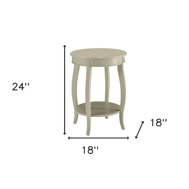 Table d'appoint ronde polyvalente en bois massif de 61 cm avec étagère, parfaite pour la chambre ou le salon - 61 H x 46 L x 46 P