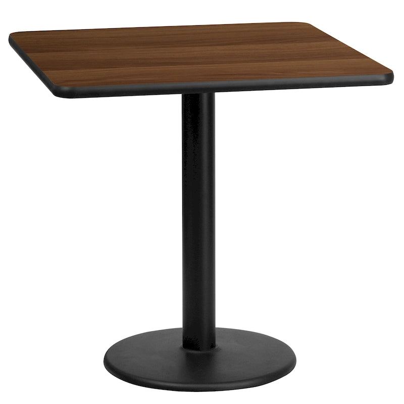 Plateau de table stratifié carré de 24 po avec pied de table rond de 18 po de hauteur