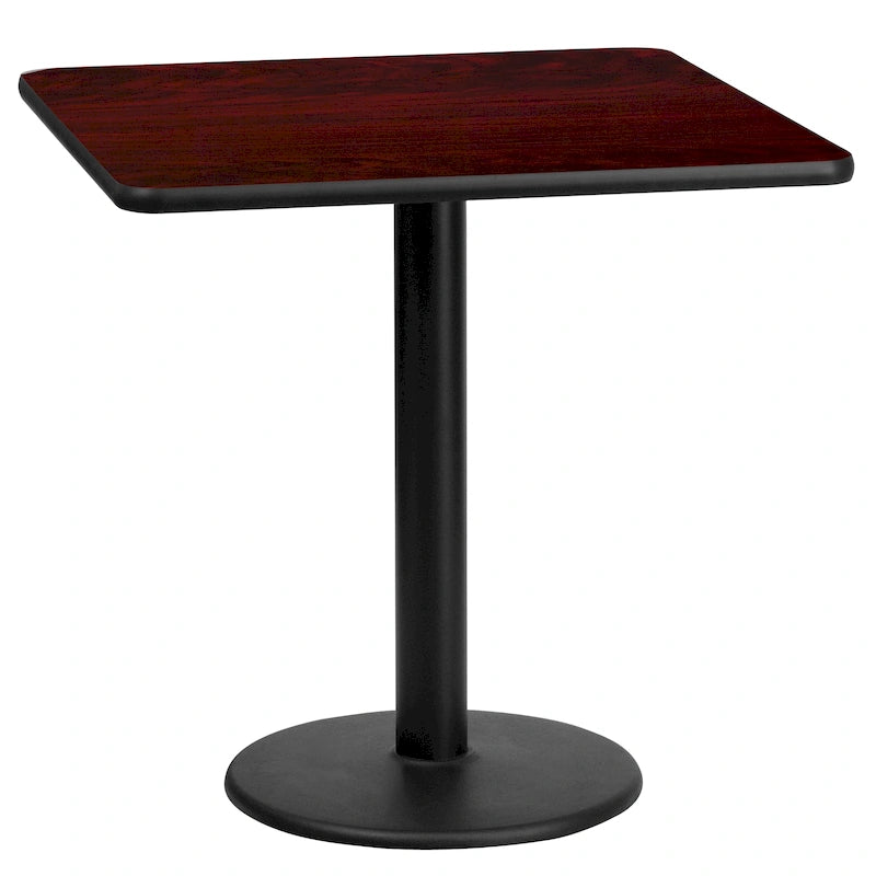 Plateau de table stratifié carré de 24 po avec pied de table rond de 18 po de hauteur