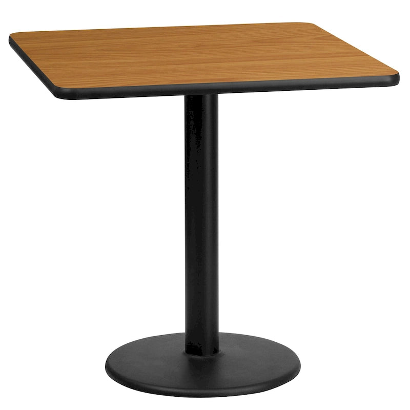 Plateau de table stratifié carré de 24 po avec pied de table rond de 18 po de hauteur