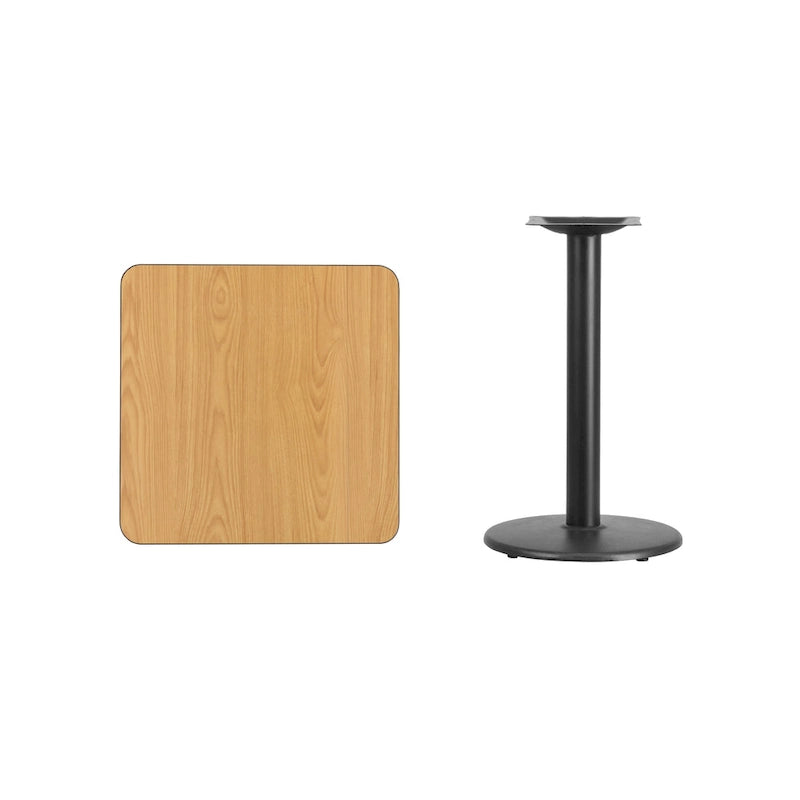 Plateau de table stratifié carré de 24 po avec pied de table rond de 18 po de hauteur
