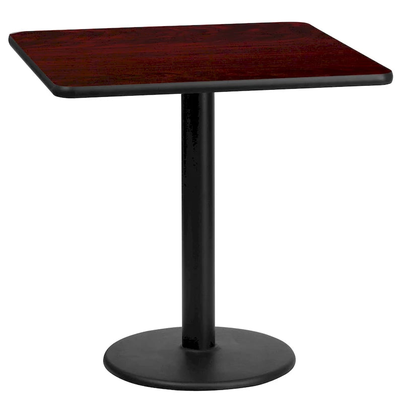 Plateau de table stratifié carré de 24 po avec pied de table rond de 18 po de hauteur