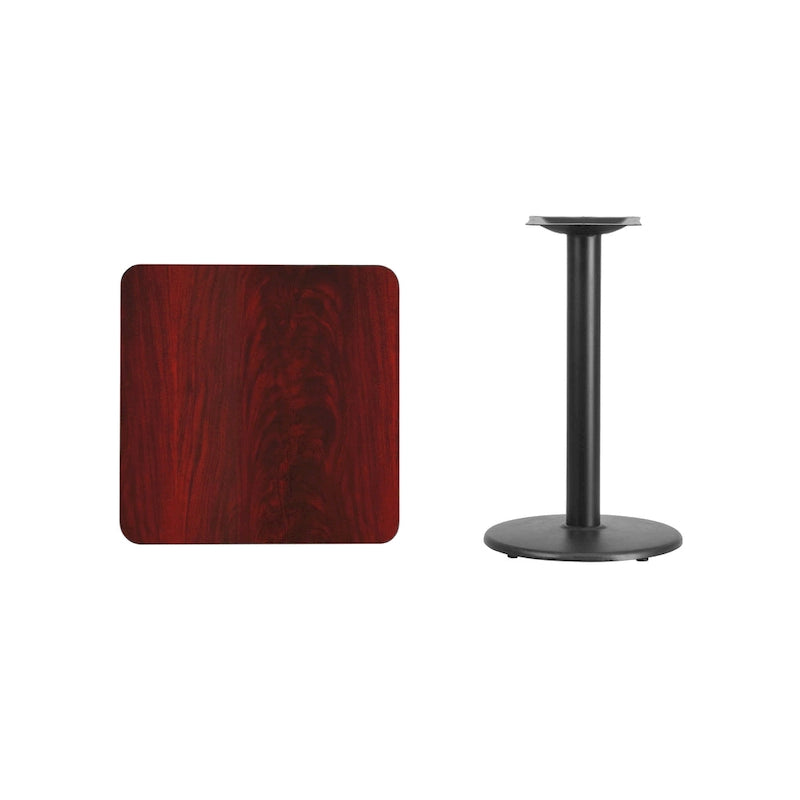 Plateau de table stratifié carré de 24 po avec pied de table rond de 18 po de hauteur