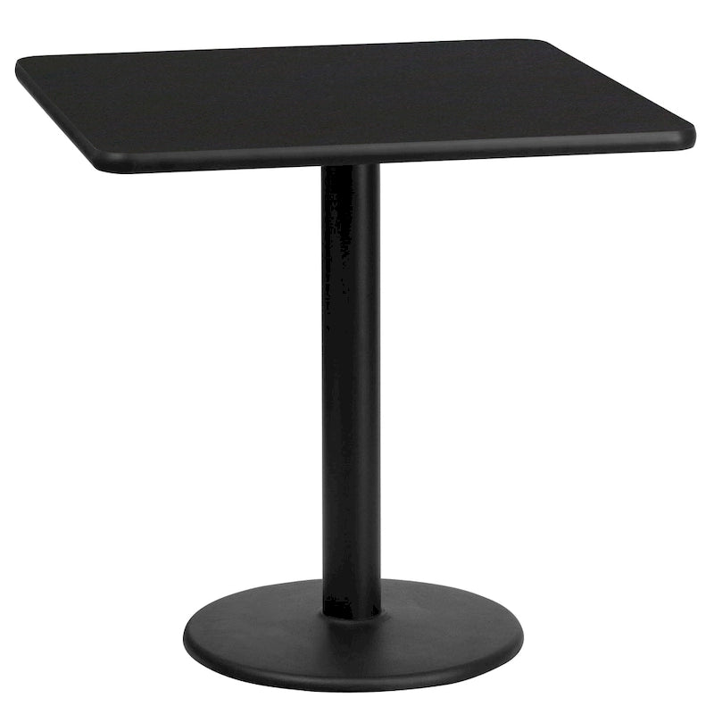 Plateau de table stratifié carré de 24 po avec pied de table rond de 18 po de hauteur