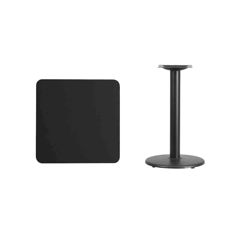 Plateau de table stratifié carré de 24 po avec pied de table rond de 18 po de hauteur