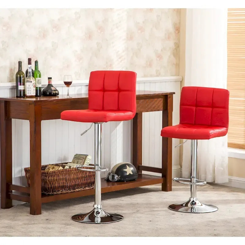Tabourets de bar réglables chromés rembourrés (Lot de 2)
