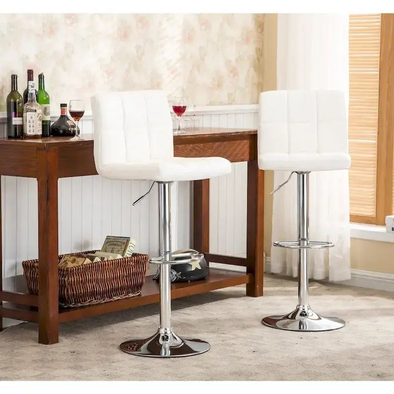 Tabourets de bar réglables chromés rembourrés (Lot de 2)