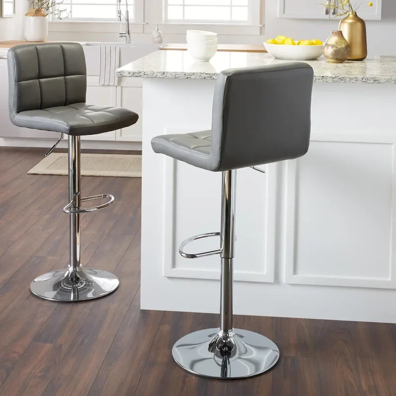 Tabourets de bar réglables chromés rembourrés (Lot de 2)