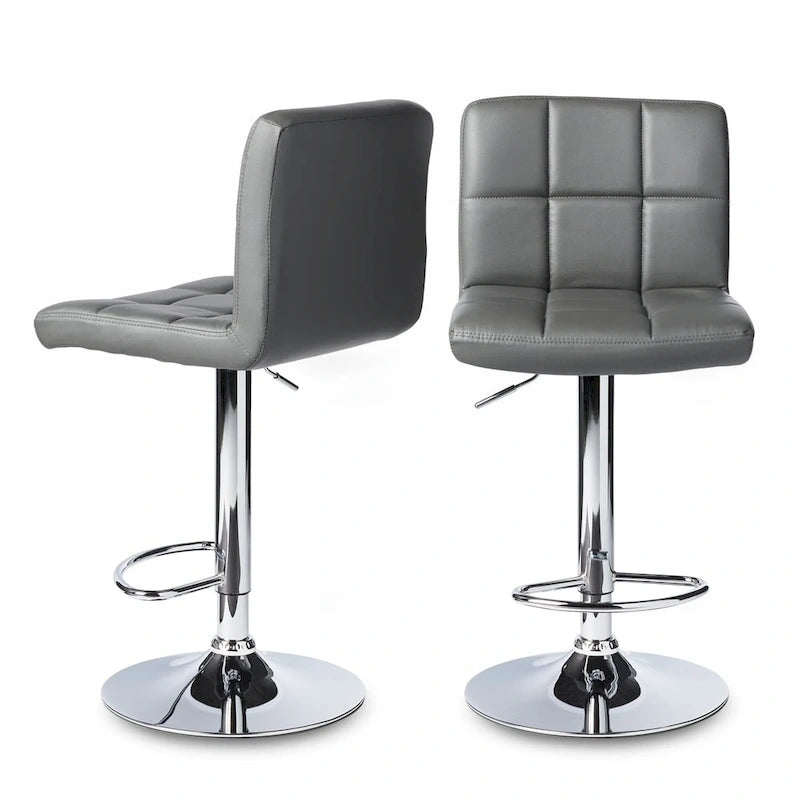 Tabourets de bar réglables chromés rembourrés (Lot de 2)