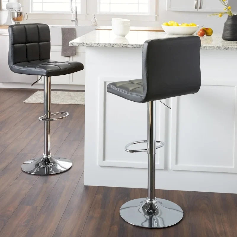 Tabourets de bar réglables chromés rembourrés (Lot de 2)