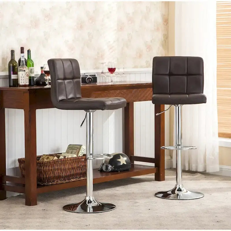 Tabourets de bar réglables chromés rembourrés (Lot de 2)
