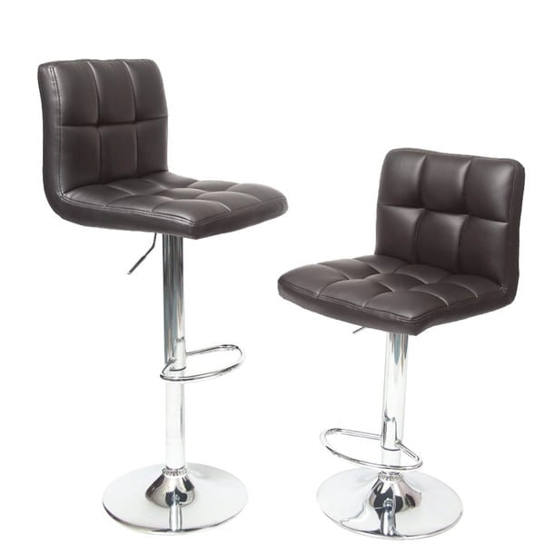 Tabourets de bar réglables chromés rembourrés (Lot de 2)