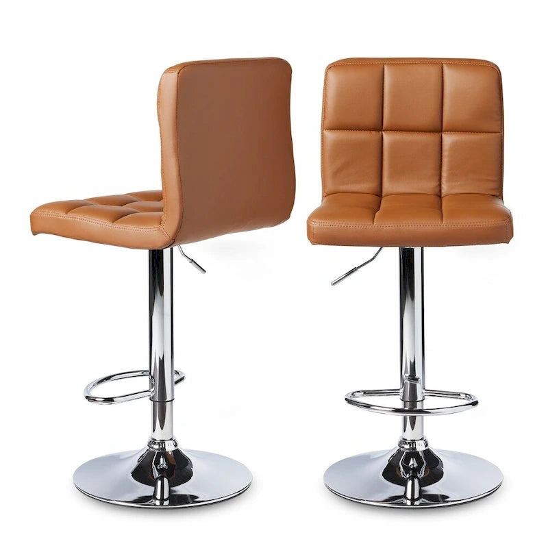 Tabourets de bar réglables chromés rembourrés (Lot de 2)