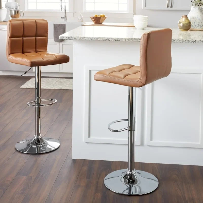 Tabourets de bar réglables chromés rembourrés (Lot de 2)