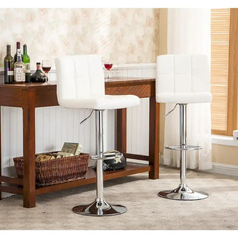 Tabourets de bar réglables chromés rembourrés (Lot de 2)