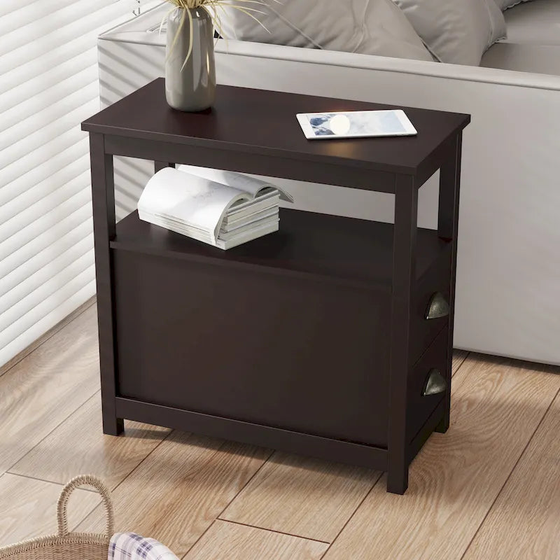 Table d'appoint avec deux tiroirs et étagère ouverte