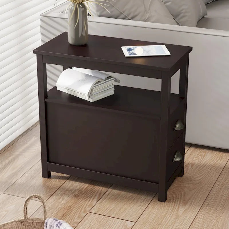 Table d'appoint avec deux tiroirs et étagère ouverte