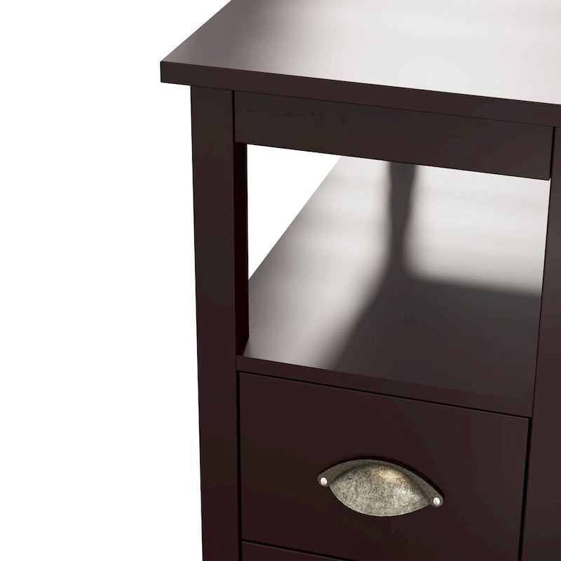 Table d'appoint avec deux tiroirs et étagère ouverte