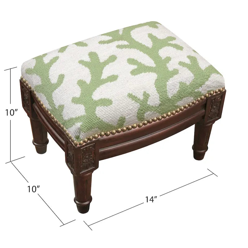 Repose-pieds en tapisserie corail vert