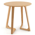Table d'appoint ronde de 24 pouces en bois d'hévéa massif pour canapé et lit