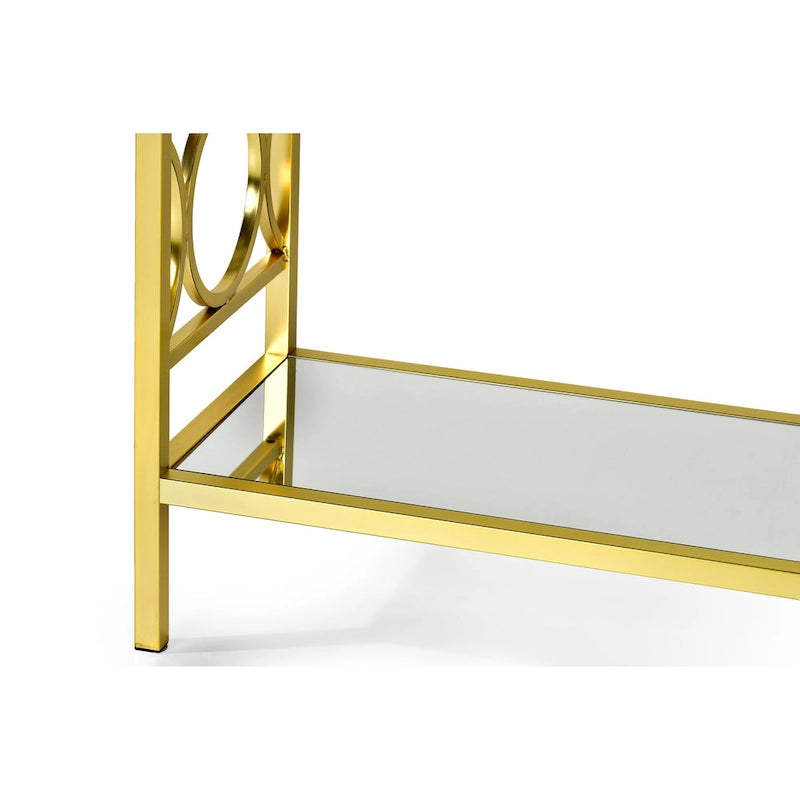 Table de canapé moderne en verre trempé et métal doré