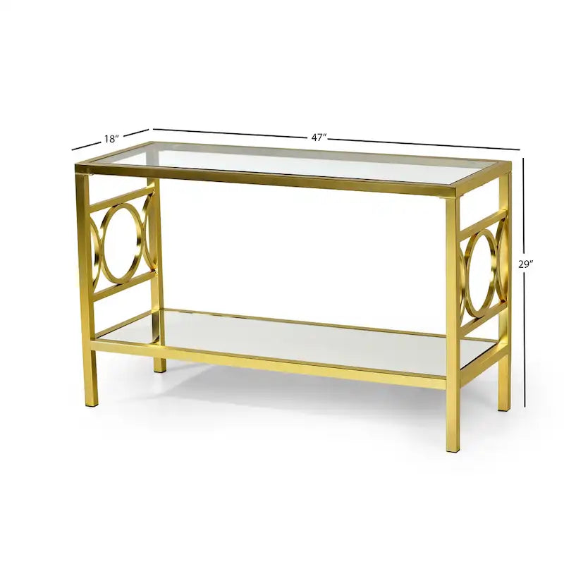 Table de canapé moderne en verre trempé et métal doré