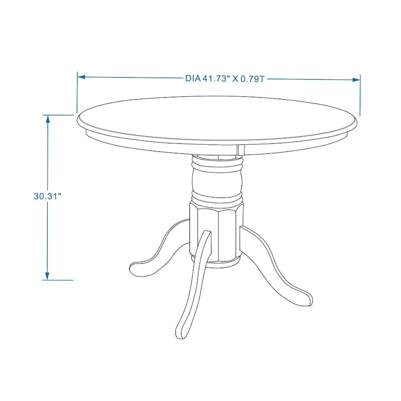 Table à manger ronde sur pied en bois de 42 po