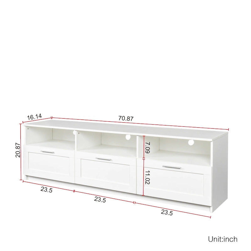 Meuble TV moderne minimaliste de 80 pouces, meuble TV avec casier ouvert pour salon et chambre