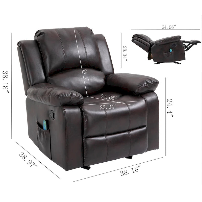 Fauteuil inclinable en similicuir avec massage