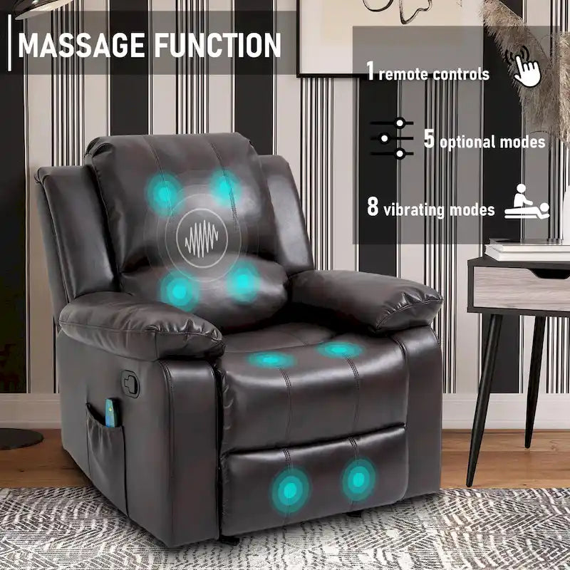 Fauteuil inclinable en similicuir avec massage