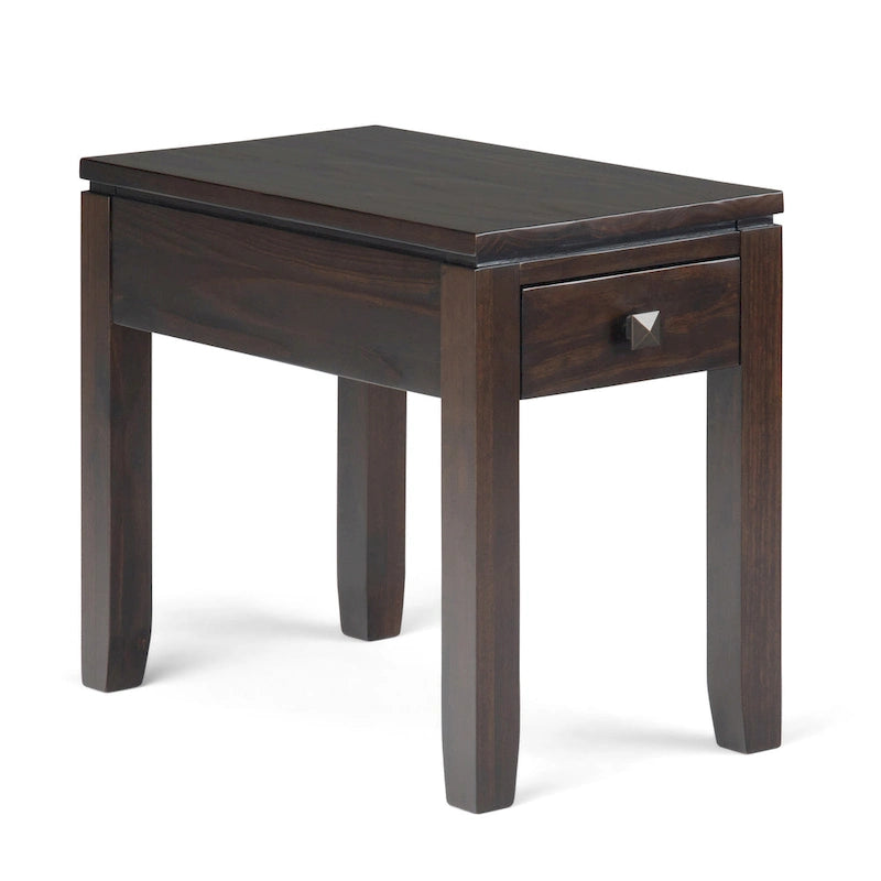 Table d'appoint rectangulaire étroite contemporaine en bois massif de 14 pouces de large - 14 x 24 x 20
