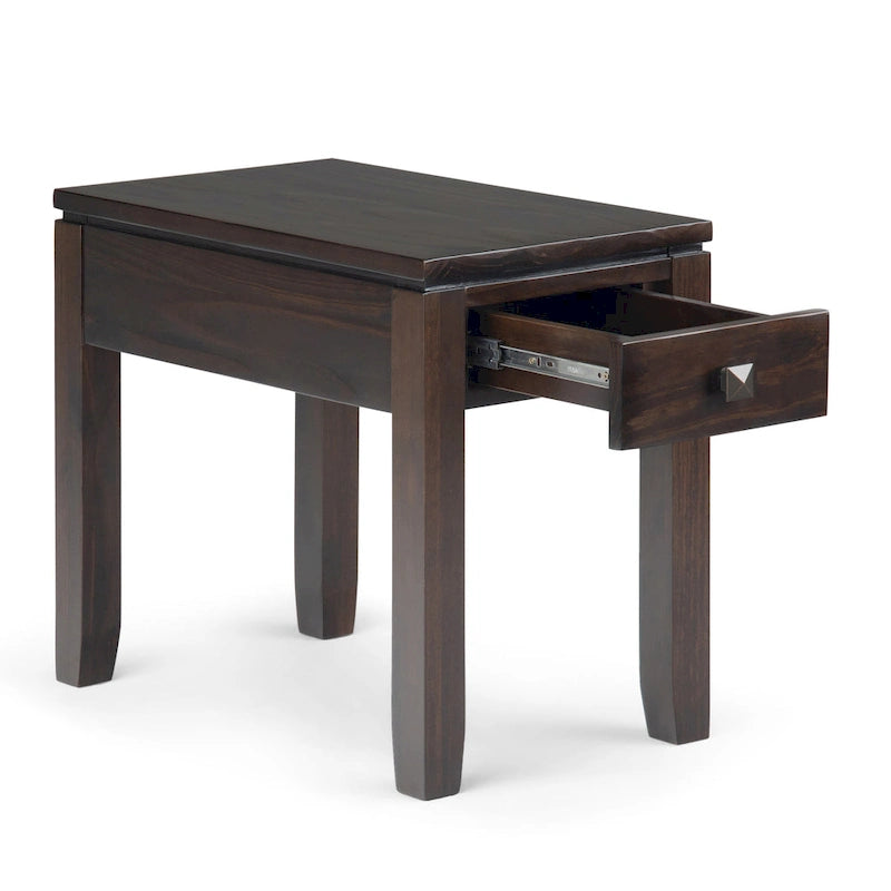 Table d'appoint rectangulaire étroite contemporaine en bois massif de 14 pouces de large - 14 x 24 x 20