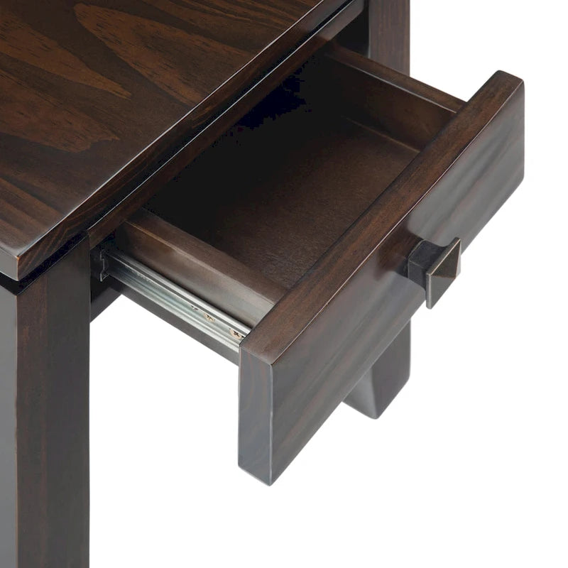 Table d'appoint rectangulaire étroite contemporaine en bois massif de 14 pouces de large - 14 x 24 x 20