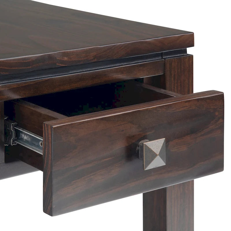 Table d'appoint rectangulaire étroite contemporaine en bois massif de 14 pouces de large - 14 x 24 x 20