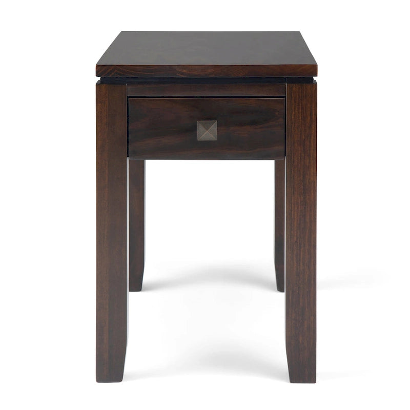 Table d'appoint rectangulaire étroite contemporaine en bois massif de 14 pouces de large - 14 x 24 x 20
