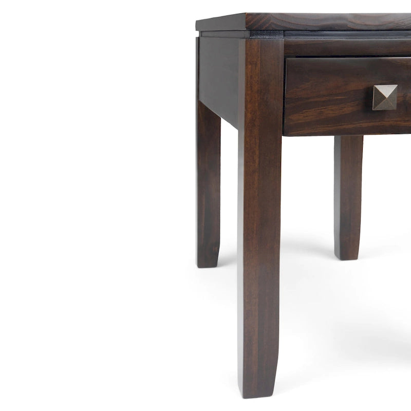 Table d'appoint rectangulaire étroite contemporaine en bois massif de 14 pouces de large - 14 x 24 x 20