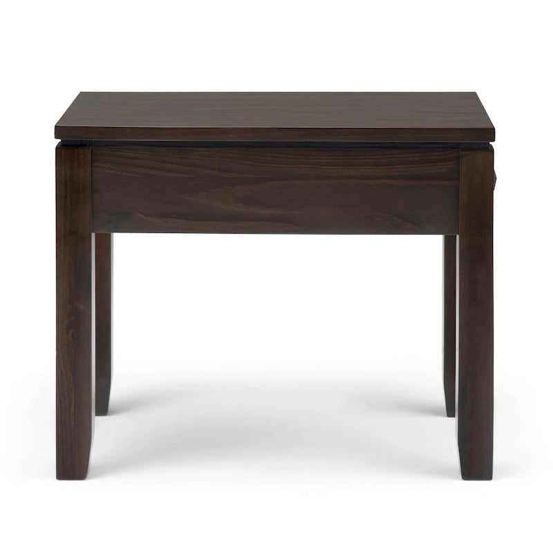 Table d'appoint rectangulaire étroite contemporaine en bois massif de 14 pouces de large - 14 x 24 x 20